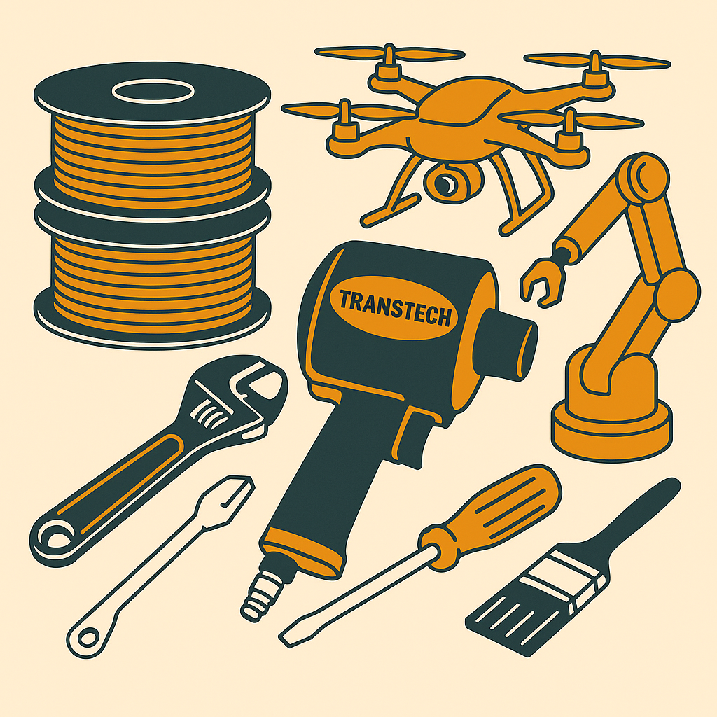 Illustratie van gereedschap en filament