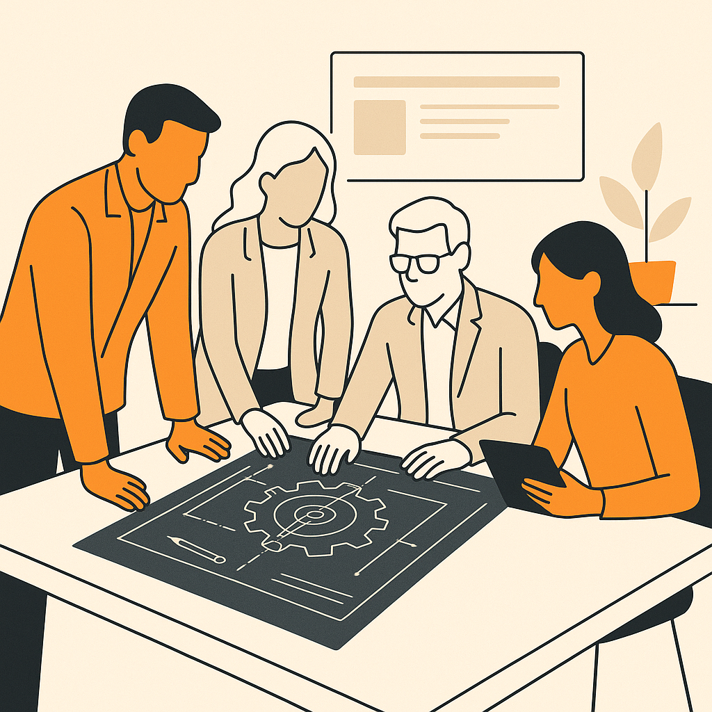 Illustratie van overlegmoment